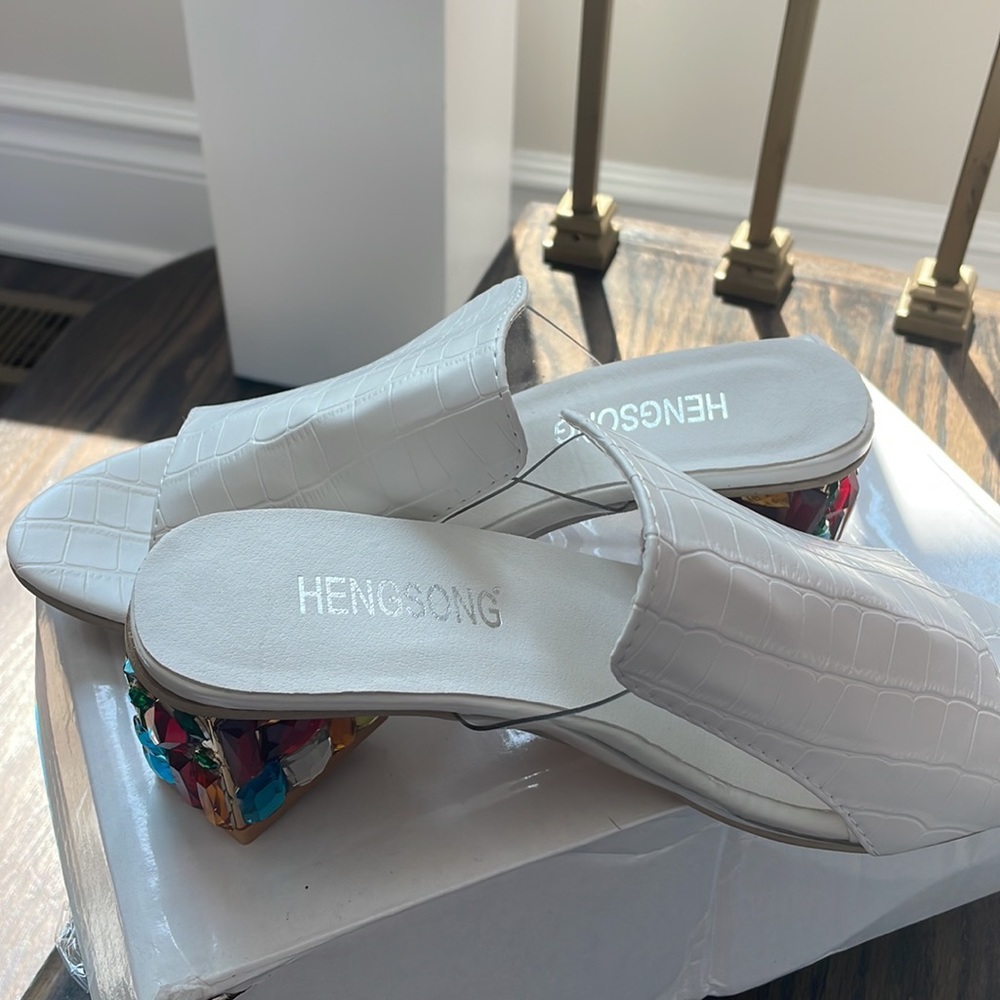 Brand new white heels with studded heels